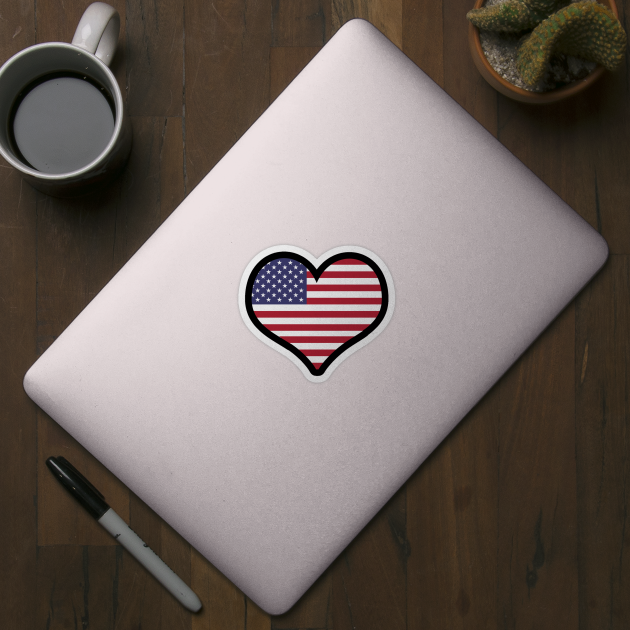 Usa Flag Heart T-Shirt by cleverth